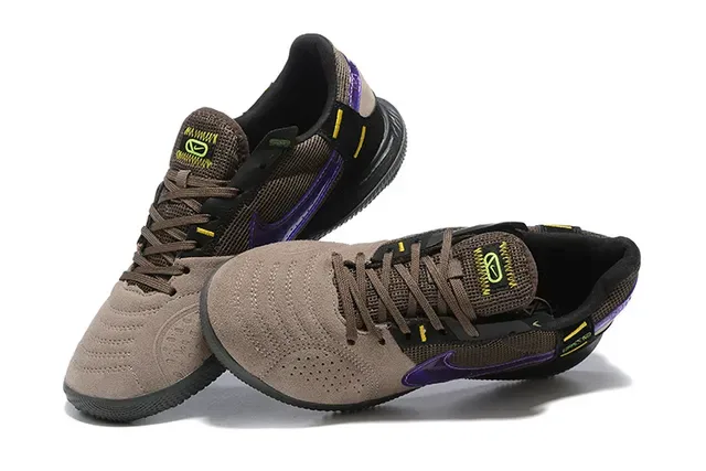Nike Beige Purple Perforated Suede Upper Translucent Swoosh Sneakers 4