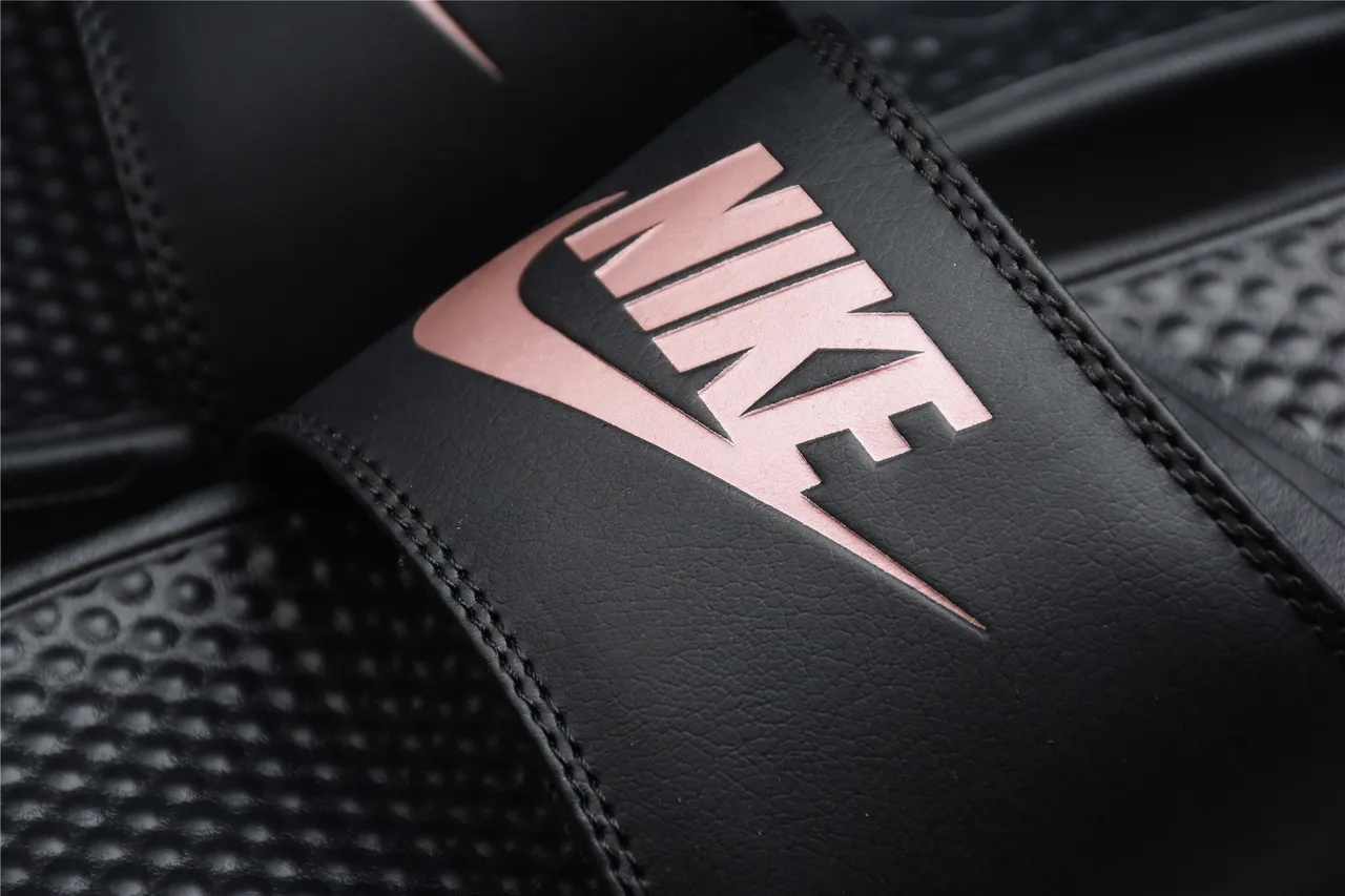 Nike Benassi Black Pink Single-Strap Molded Footbed Slippers 5
