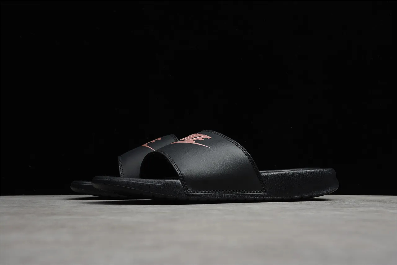 Nike Benassi Black Pink Single-Strap Molded Footbed Slippers 11