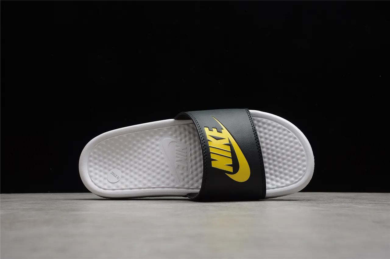 Nike Benassi Black White Single-Strap Molded EVA Footbed Slippers 9