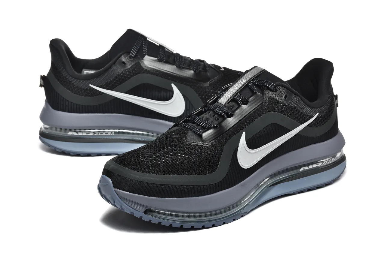 Nike Black Gray Knit Upper Full-Length Visible Air Unit Running Shoes 4