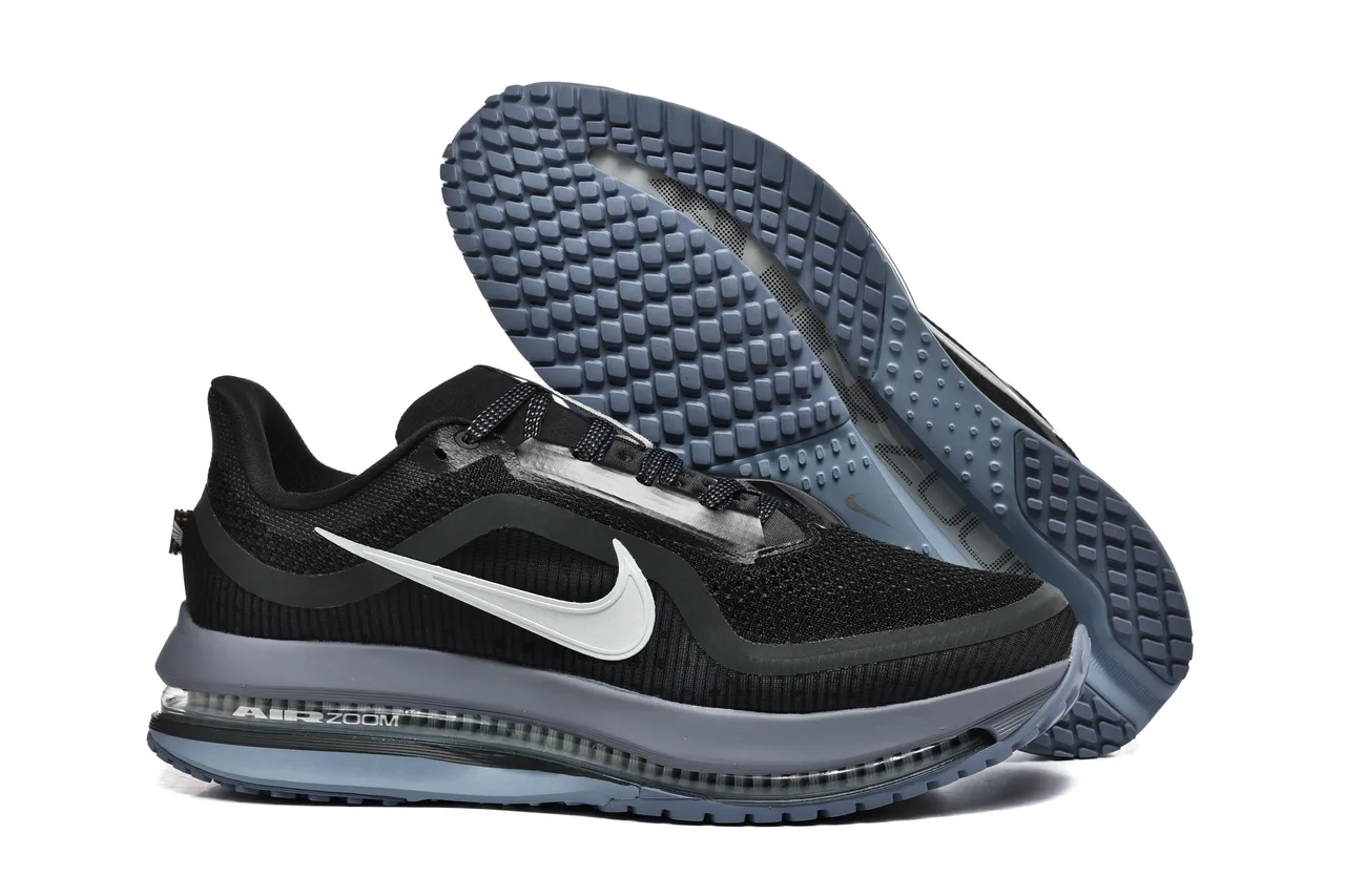 Nike Black Gray Knit Upper Full-Length Visible Air Unit Running Shoes 5