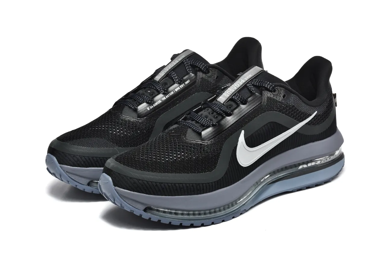 Nike Black Gray Knit Upper Full-Length Visible Air Unit Running Shoes 6