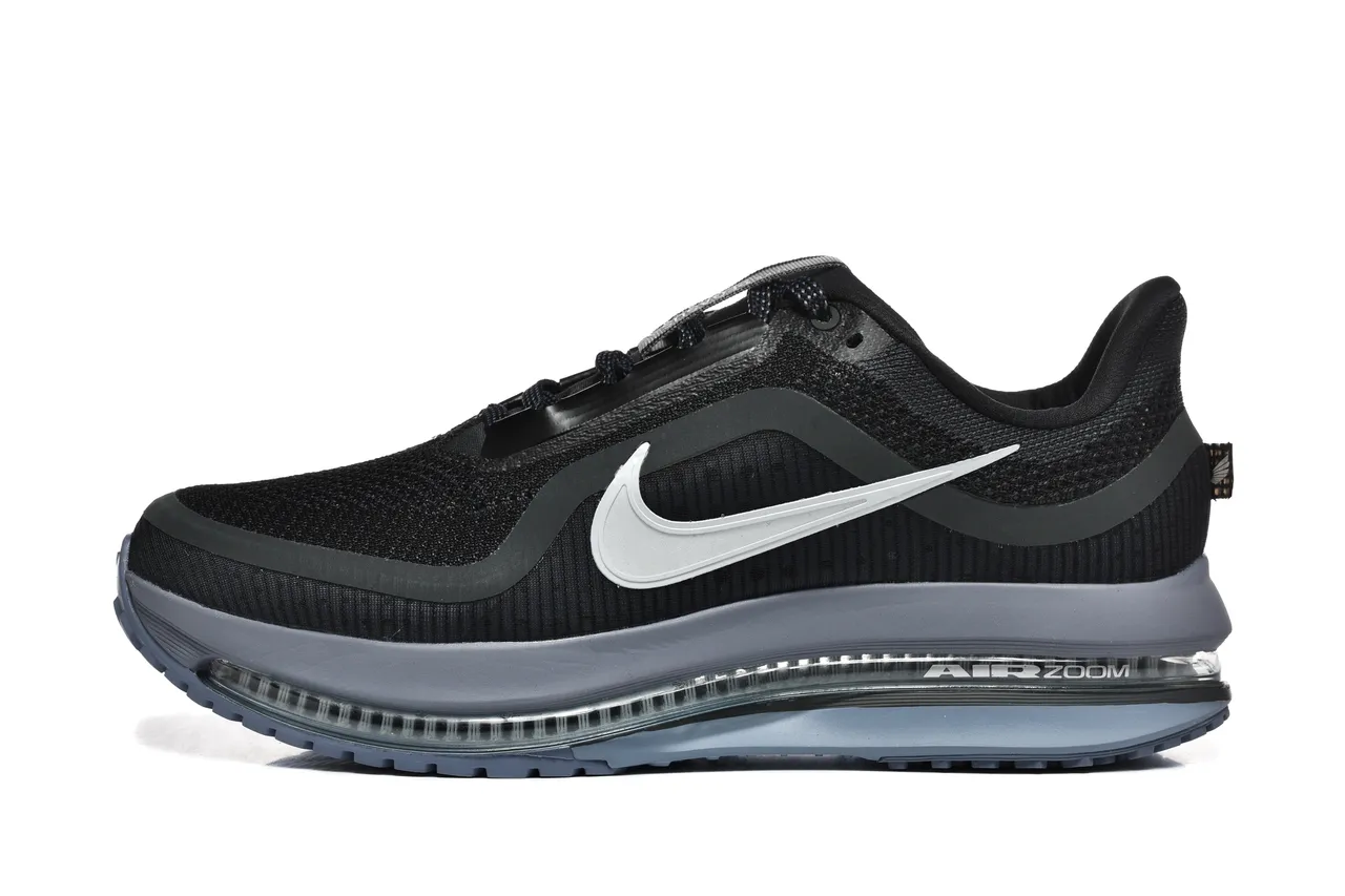 Nike Black Gray Knit Upper Full-Length Visible Air Unit Running Shoes 7