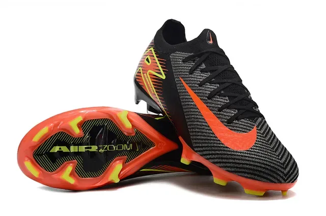 Nike Chaussures de football noir orange upper knit dynamic cage overlay terrain ferme 4