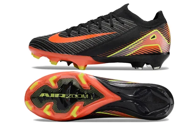 Nike Chaussures de football noir orange upper knit dynamic cage overlay terrain ferme 6