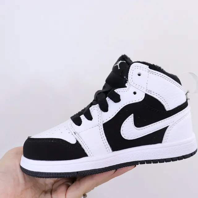 Nike काला सफेद हाई-टॉप पैडेड कॉलर बास्केटबॉल जूते 17