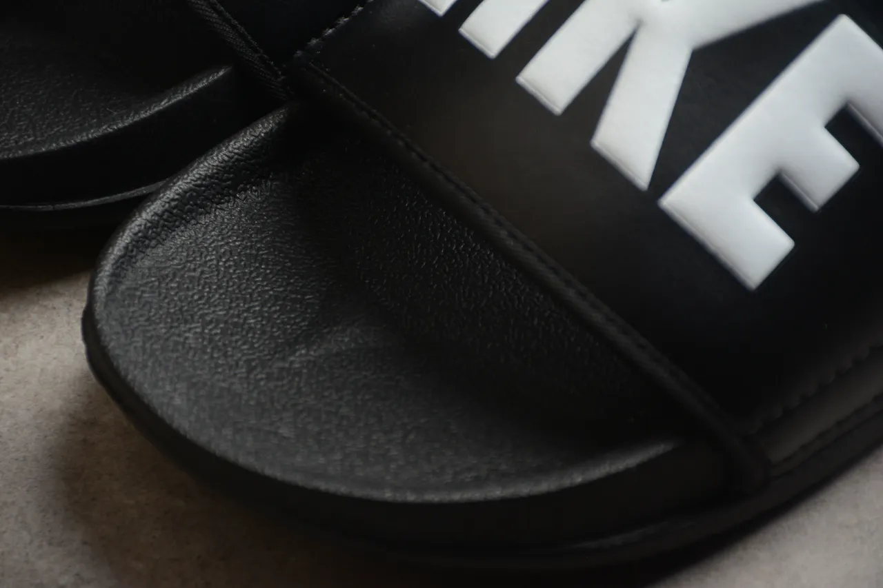 Nike Black White Molded EVA Sole Single Wide Strap Slippers 7