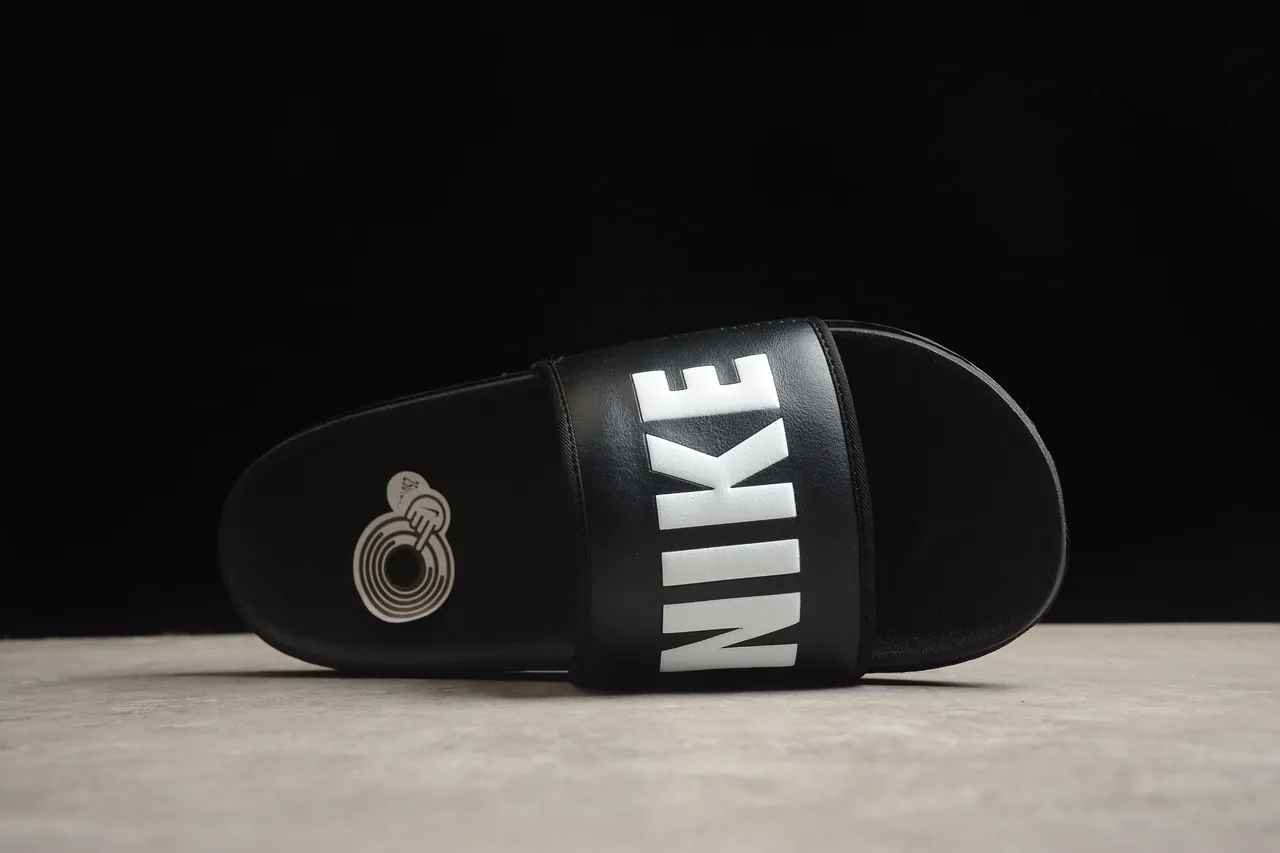 Nike Black White Molded EVA Sole Single Wide Strap Slippers 11