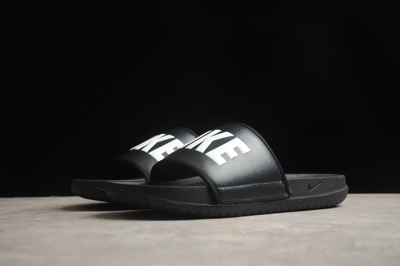 Nike Black White Molded EVA Sole Single Wide Strap Slippers 13