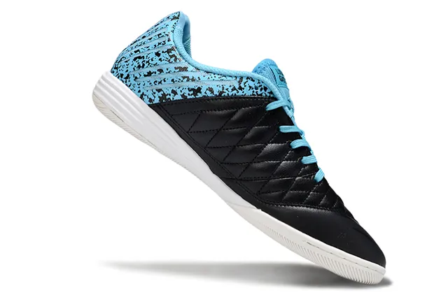 Nike zapatillas de fútbol indoor con empeine Flyknit azul negro moteado, capucha de cuero acolchado en la punta 2