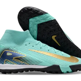 Nike 蓝金袜套合身针织鞋面高帮踝部草地足球鞋