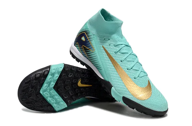 Nike Blue Gold Sock-Fit Knit Upper High-Top Ankle Collar Turf Soccer Shoes 3