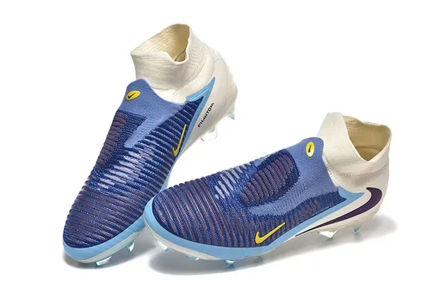 Nike Blue Navy Sock-Fit Flyknit Upper Transparent TPU Heel Cage Firm-Ground Soccer Shoes 2