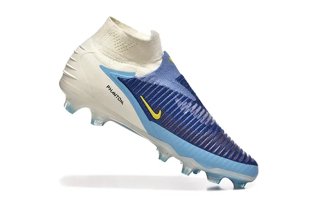 Nike Blue Navy Sock-Fit Flyknit Upper Transparent TPU Heel Cage Firm-Ground Soccer Shoes 3