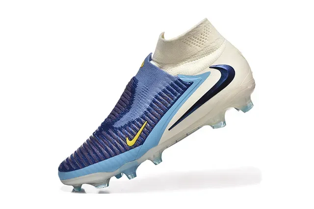 Nike Blue Navy Sock-Fit Flyknit Upper Transparent TPU Heel Cage Firm-Ground Soccer Shoes 4