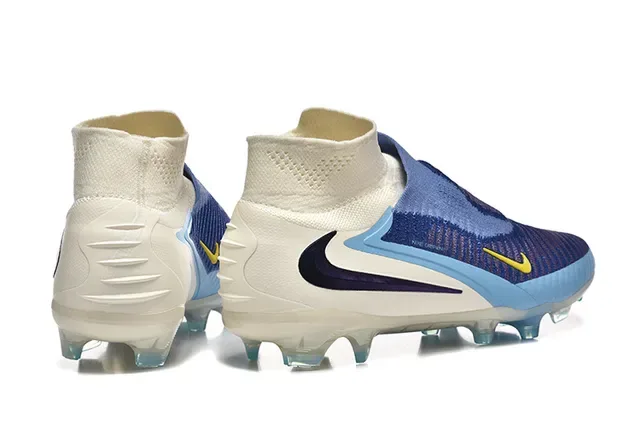 Nike Blue Navy Sock-Fit Flyknit Upper Transparent TPU Heel Cage Firm-Ground Soccer Shoes 5