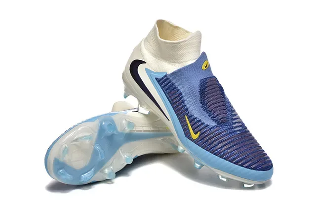 Nike Blue Navy Sock-Fit Flyknit Upper Transparent TPU Heel Cage Firm-Ground Soccer Shoes 7