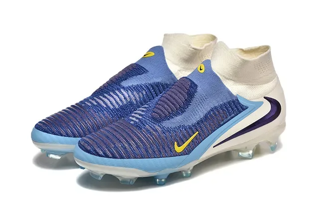 Nike Blue Navy Sock-Fit Flyknit Upper Transparent TPU Heel Cage Firm-Ground Soccer Shoes 8