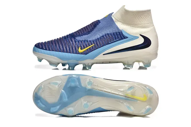 Nike Blue Navy Sock-Fit Flyknit Upper Transparent TPU Heel Cage Firm-Ground Soccer Shoes 9