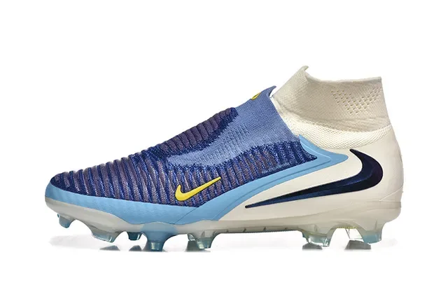 Nike Blue Navy Sock-Fit Flyknit Upper Transparent TPU Heel Cage Firm-Ground Soccer Shoes 10