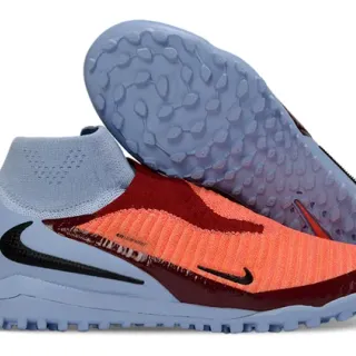 Nike Blue Orange Sock-Fit Knit Collar Asymmetric Synthetic Cage Turf Soccer Shoes