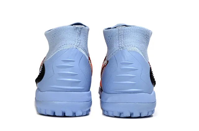 Nike Bleu Orange Ajustement Chaussette Col Tricoté Asymétrique Synthétique Cage Turf Chaussures de football 4