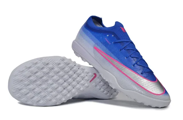 Nike Blue Pink Gradient Knit Upper Low-Cut Sock-Like Collar Turf Soccer Shoes 4