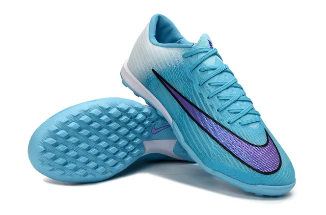 Nike Blue Purple Gradient Flyknit Upper Iridescent Swoosh Turf Soccer Shoes 4