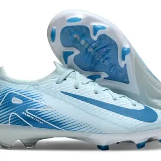 Nike Chuteiras de futebol upper de knit azul e branco low-cut para terreno firme