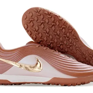 Nike Brown Gold Low-Cut Synthetic Upper Wave-Textured Overlays Artificial-Grass Soccer Shoes