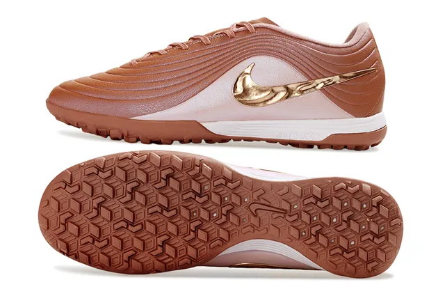 Nike Marrón Dorado Bajo Corte Superior Sintético Recubrimientos Texturizados con Olas Césped Artificial Zapatos de Fútbol 2