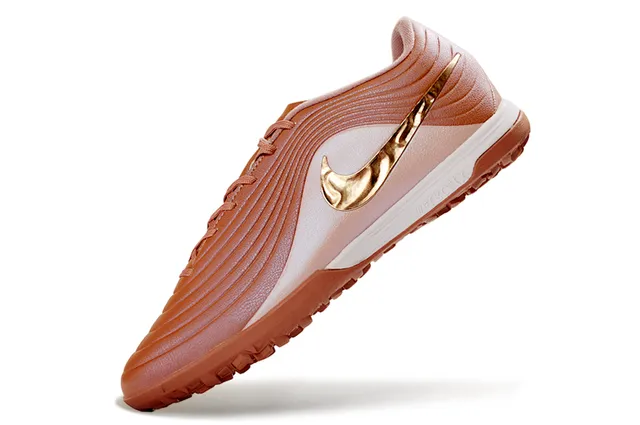 Nike Marrón Dorado Bajo Corte Superior Sintético Recubrimientos Texturizados con Olas Césped Artificial Zapatos de Fútbol 5