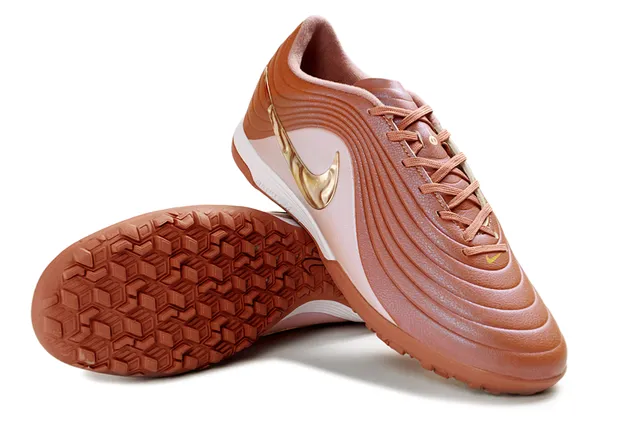 Nike Marrón Dorado Bajo Corte Superior Sintético Recubrimientos Texturizados con Olas Césped Artificial Zapatos de Fútbol 6