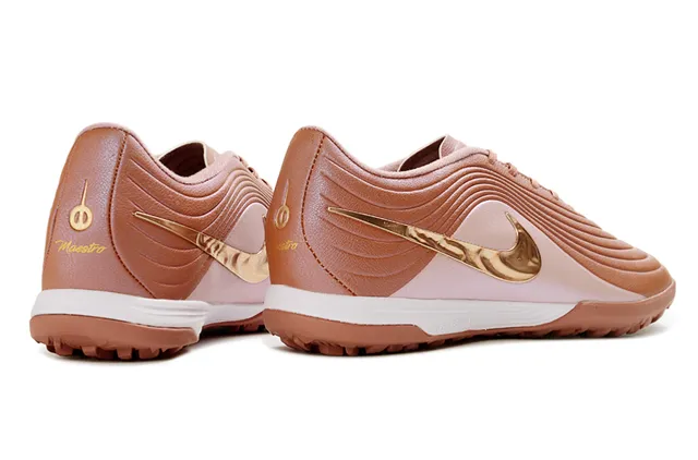 Nike Marrón Dorado Bajo Corte Superior Sintético Recubrimientos Texturizados con Olas Césped Artificial Zapatos de Fútbol 7