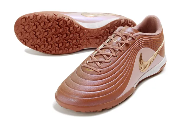 Nike Marrón Dorado Bajo Corte Superior Sintético Recubrimientos Texturizados con Olas Césped Artificial Zapatos de Fútbol 8