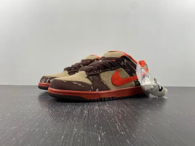 Nike Marrom Laranja Lona Camuflagem Tênis de Skateboard 2