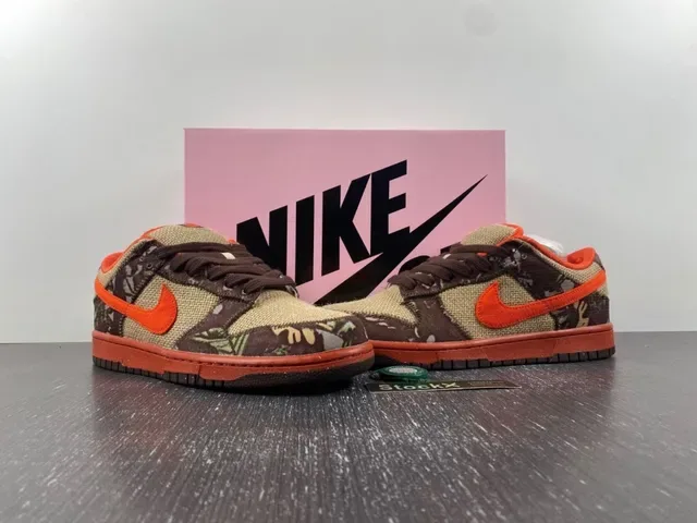 Nike Marrom Laranja Lona Camuflagem Tênis de Skateboard 13