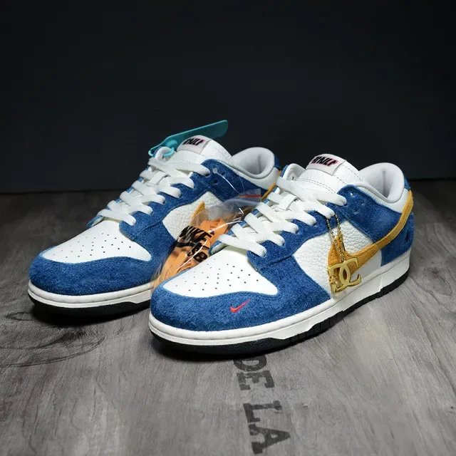 Nike Dunk Low Blue White Gold Lifestyle Sneakers 4