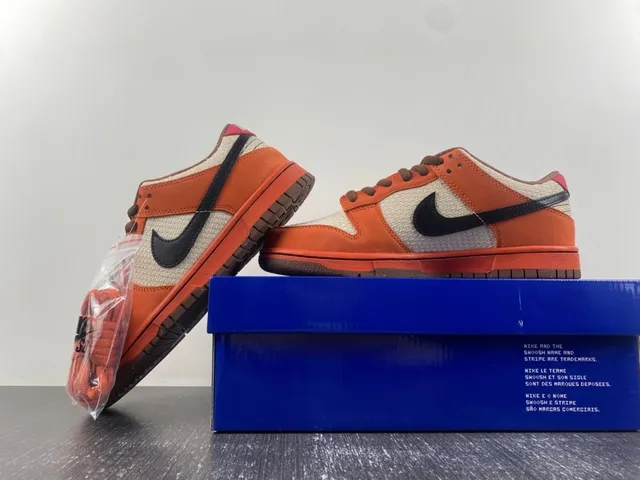 Nike Dunk Low Orange Beige Black Skateboard Shoes 14