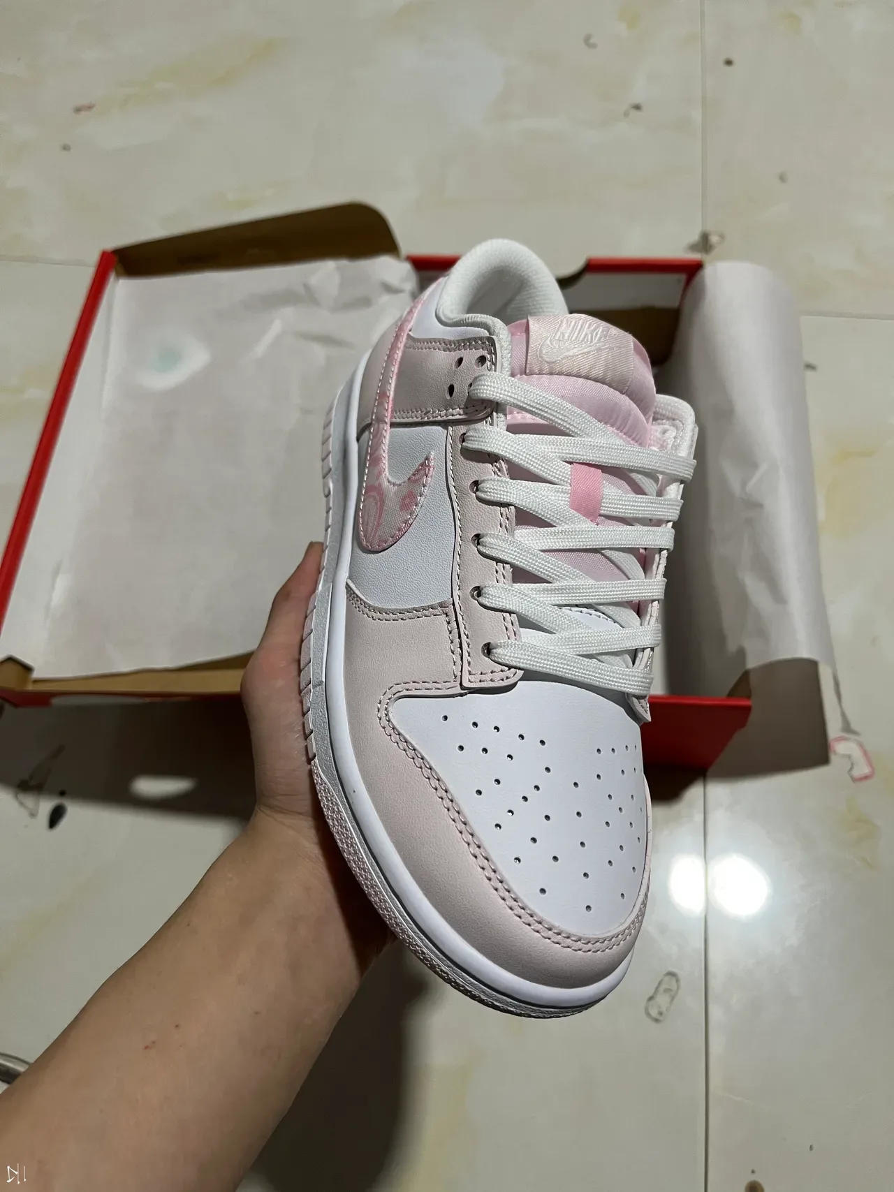 Nike Dunk Low Pink Patterned Swoosh Lifestyle Sneakers 2