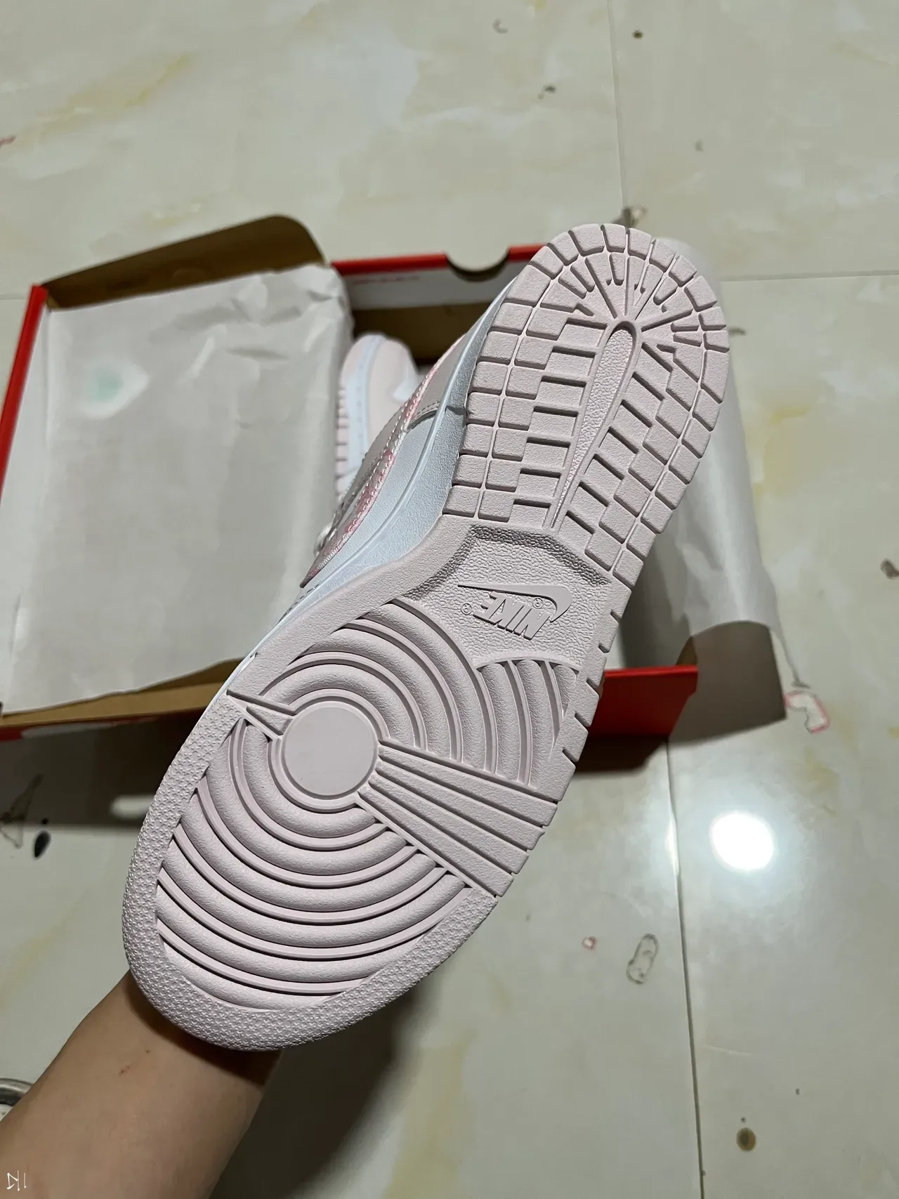 Nike Dunk Low Pink Patterned Swoosh Lifestyle Sneakers 5