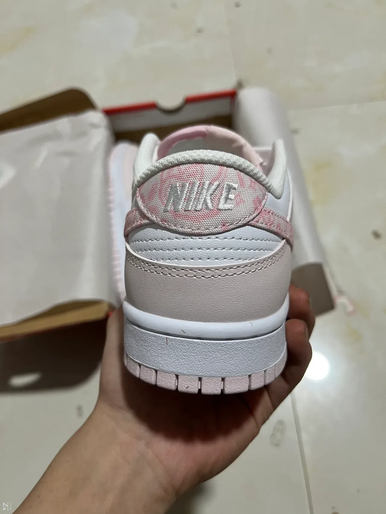 Nike Dunk Low Pink Patterned Swoosh Lifestyle Sneakers 6