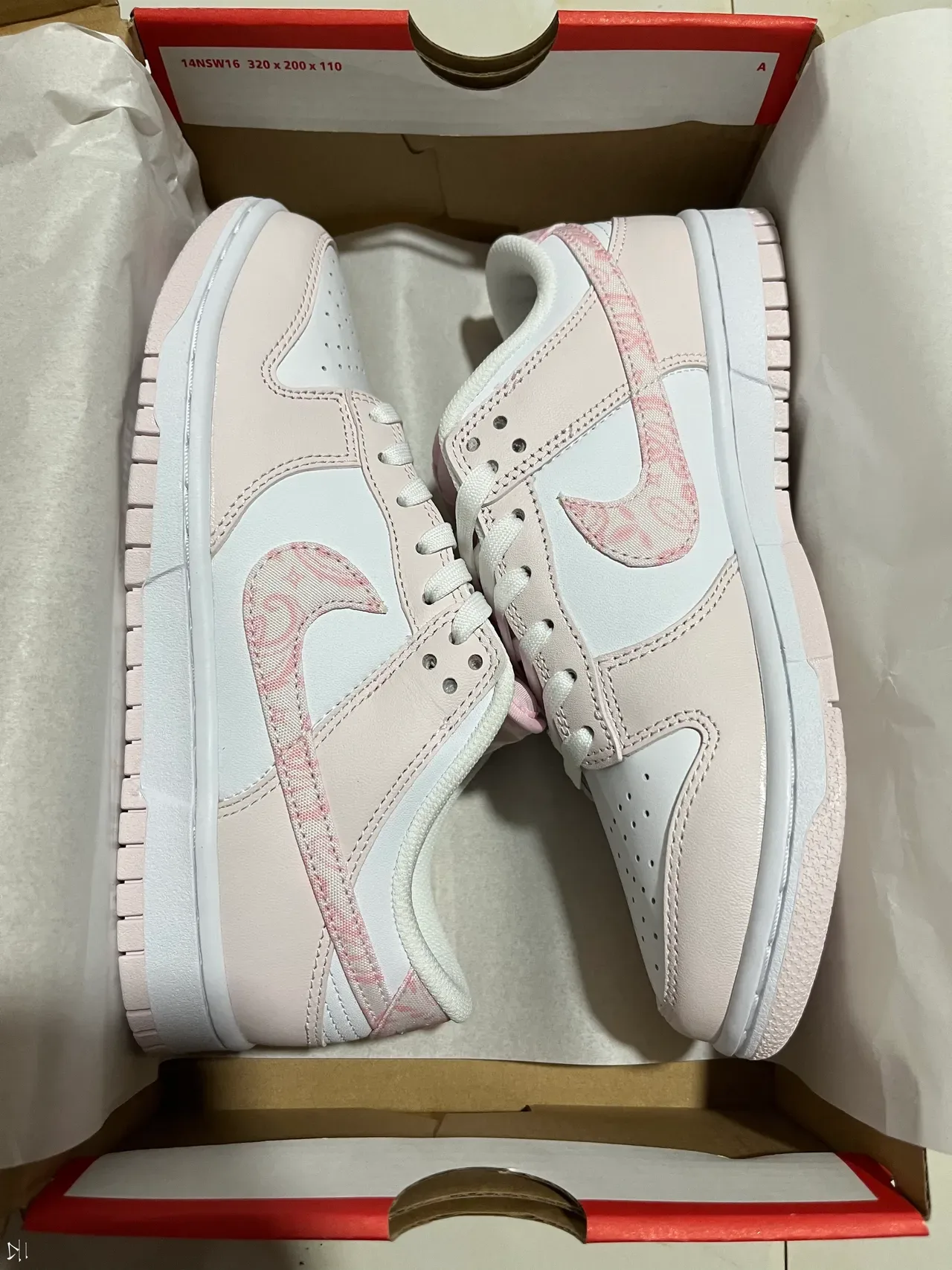 Nike Dunk Low Pink Patterned Swoosh Lifestyle Sneakers 7