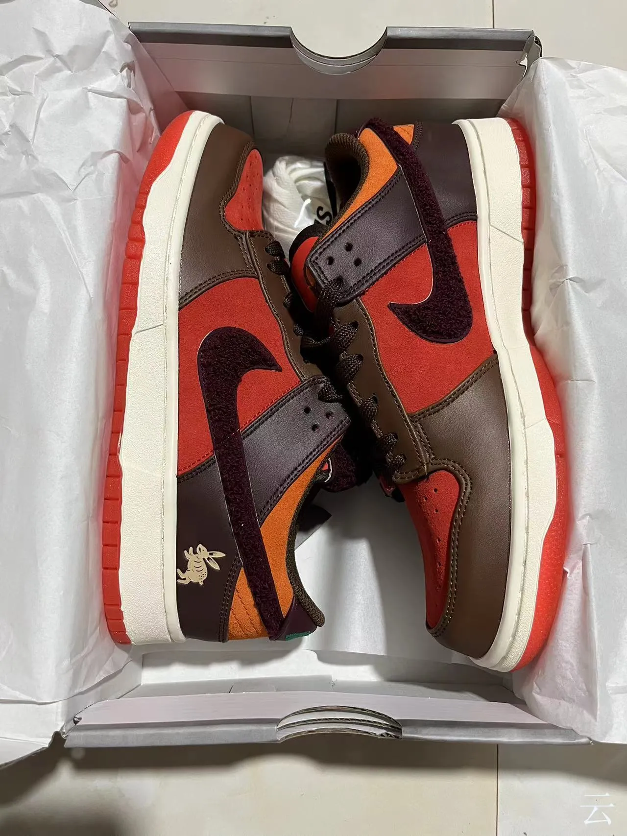 Nike Dunk Low खरगोश का वर्ष लाल भूरा स्केटबोर्ड जूते 9