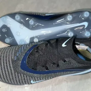 Nike Tênis de Futebol Cinza Azul Upper de Malha Gola Tipo Meia Sola para Solo Firme