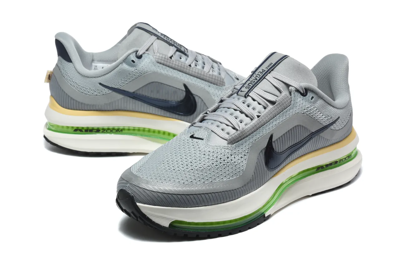 Nike Gris Verde Parte Superior de Malla Ingenierada Longitud Completa Unidad Air Zoom Visible Zapatos de correr 4
