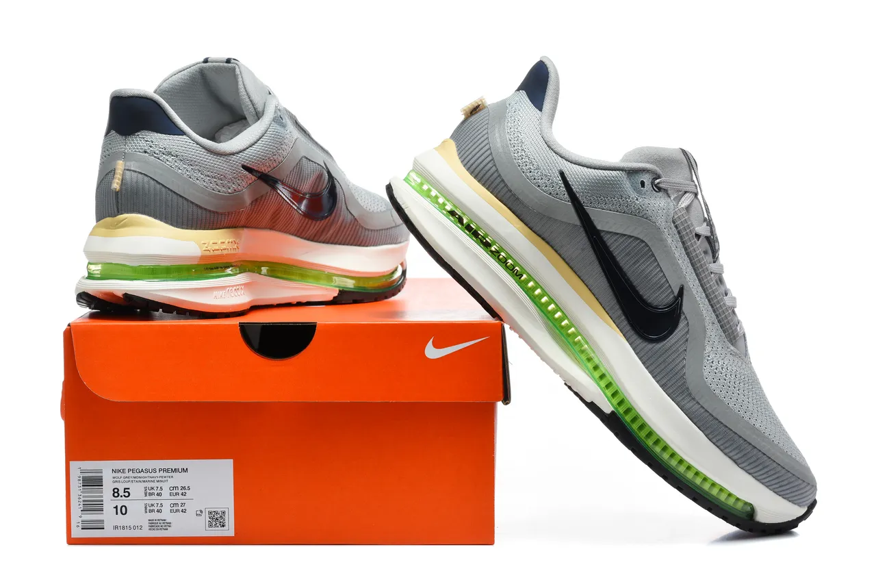 Nike Gris Verde Parte Superior de Malla Ingenierada Longitud Completa Unidad Air Zoom Visible Zapatos de correr 6