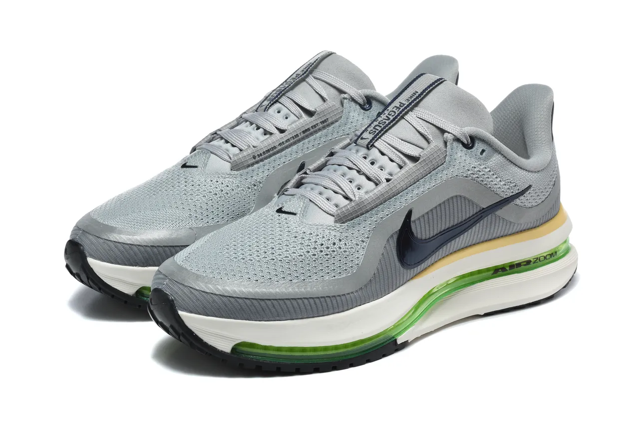 Nike Gris Verde Parte Superior de Malla Ingenierada Longitud Completa Unidad Air Zoom Visible Zapatos de correr 7