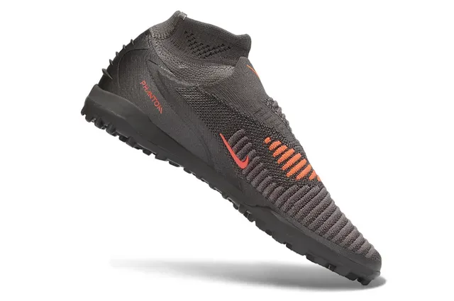 Nike Gray Orange Sock-Fit Collar Flyknit Upper Turf Soccer Shoes 2